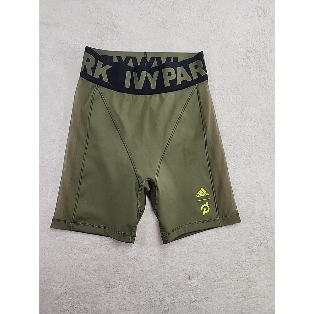 Adidas Ivy Park Peloton Women's Olive Green High Waisted Cycling Biker Shorts XS